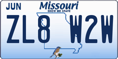 MO license plate ZL8W2W