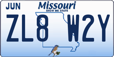 MO license plate ZL8W2Y