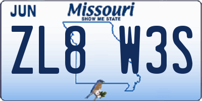 MO license plate ZL8W3S
