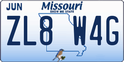 MO license plate ZL8W4G