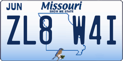 MO license plate ZL8W4I