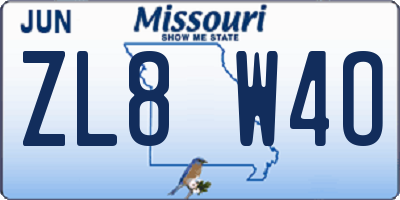 MO license plate ZL8W4O