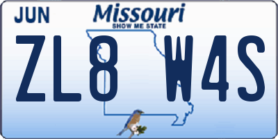 MO license plate ZL8W4S