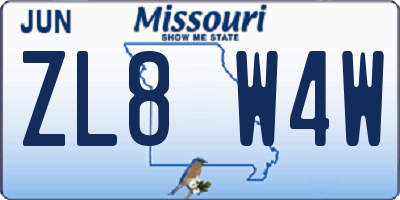 MO license plate ZL8W4W