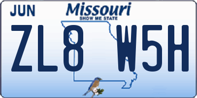 MO license plate ZL8W5H
