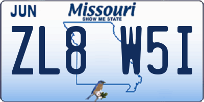 MO license plate ZL8W5I