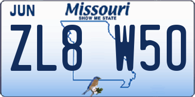 MO license plate ZL8W5O