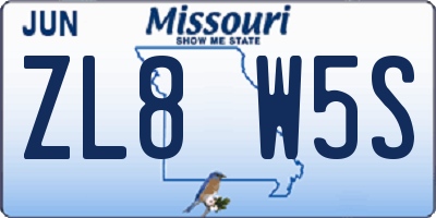 MO license plate ZL8W5S