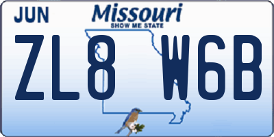 MO license plate ZL8W6B