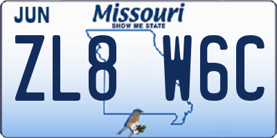 MO license plate ZL8W6C