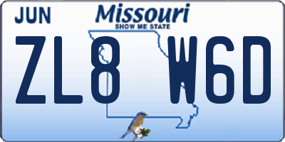 MO license plate ZL8W6D
