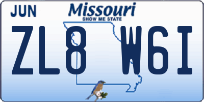 MO license plate ZL8W6I