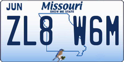 MO license plate ZL8W6M