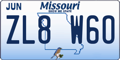 MO license plate ZL8W6O