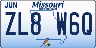 MO license plate ZL8W6Q