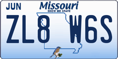 MO license plate ZL8W6S