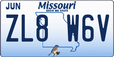 MO license plate ZL8W6V