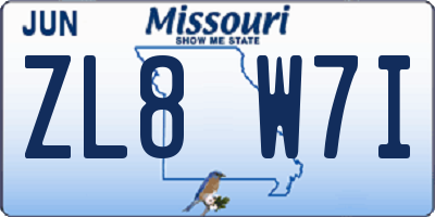 MO license plate ZL8W7I