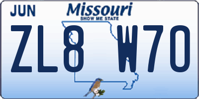 MO license plate ZL8W7O
