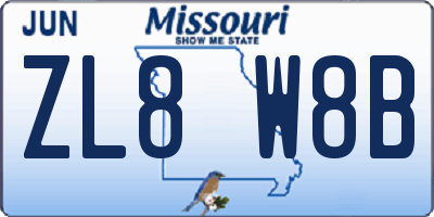 MO license plate ZL8W8B