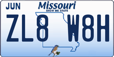 MO license plate ZL8W8H