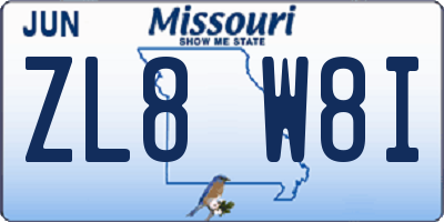 MO license plate ZL8W8I