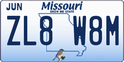 MO license plate ZL8W8M
