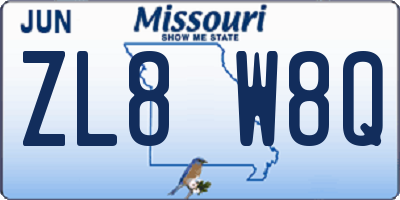 MO license plate ZL8W8Q