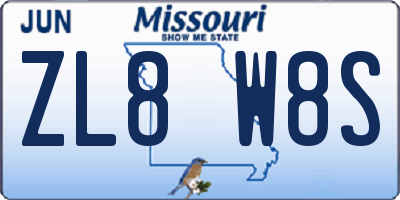 MO license plate ZL8W8S