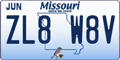 MO license plate ZL8W8V