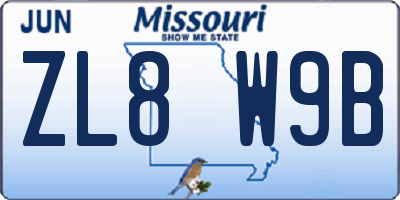 MO license plate ZL8W9B