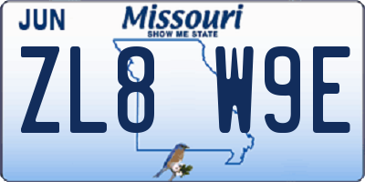 MO license plate ZL8W9E