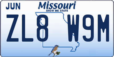 MO license plate ZL8W9M
