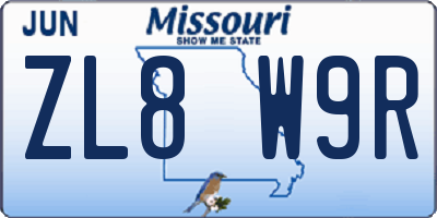 MO license plate ZL8W9R