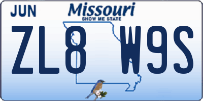 MO license plate ZL8W9S