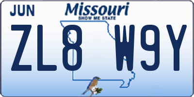 MO license plate ZL8W9Y
