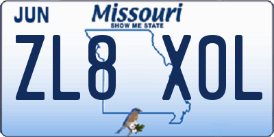 MO license plate ZL8X0L