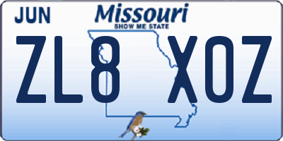 MO license plate ZL8X0Z