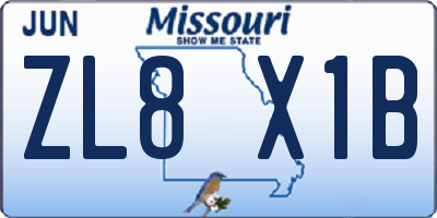 MO license plate ZL8X1B