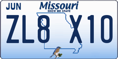 MO license plate ZL8X1O