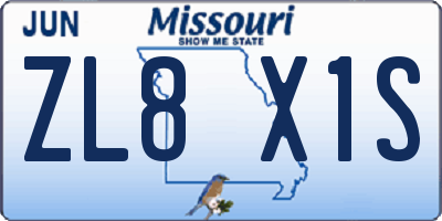 MO license plate ZL8X1S