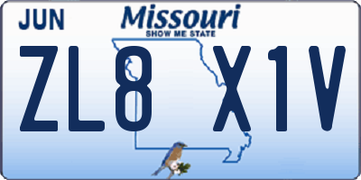 MO license plate ZL8X1V
