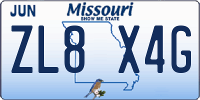 MO license plate ZL8X4G