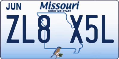 MO license plate ZL8X5L
