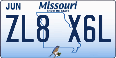 MO license plate ZL8X6L