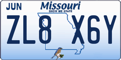 MO license plate ZL8X6Y