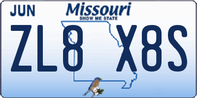 MO license plate ZL8X8S