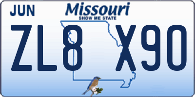 MO license plate ZL8X9O