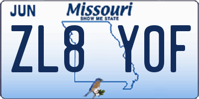 MO license plate ZL8Y0F