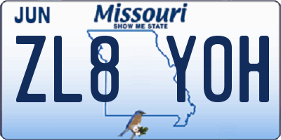 MO license plate ZL8Y0H
